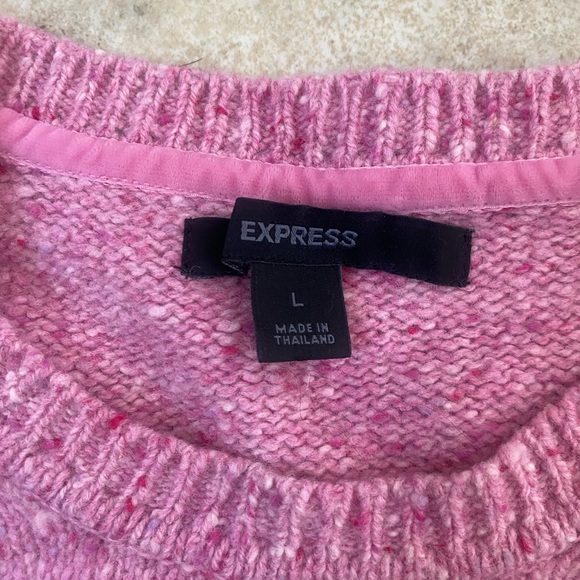 Express Women’s 100% Lambs Wool Sweater Pink Size Large Soft Knit Casual - Picture 3 of 4